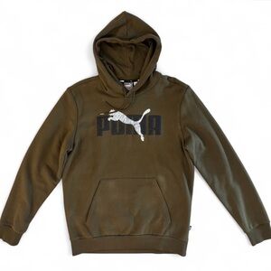 Puma Men's Dark Army Green Hoodie w Drawstrings Size Small